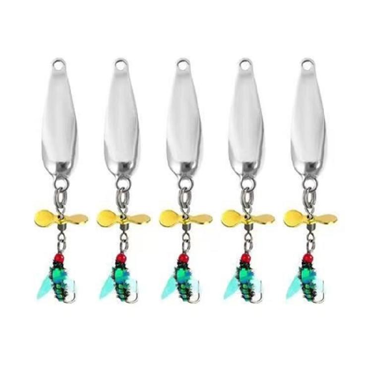 Spoon Spinner Sequins Baits Fly Fishing Baits Fishing Tackle with Propellers 5pcs Worm Fly Lures