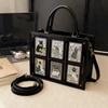 Modische Katzen-Elf Handtasche Top-Handle-Tote-Bag Quadratische Crossbody-Umhängetasche Niedliches Katzenmuster Vielseitige Tote-Bag Aktentasche für Damen