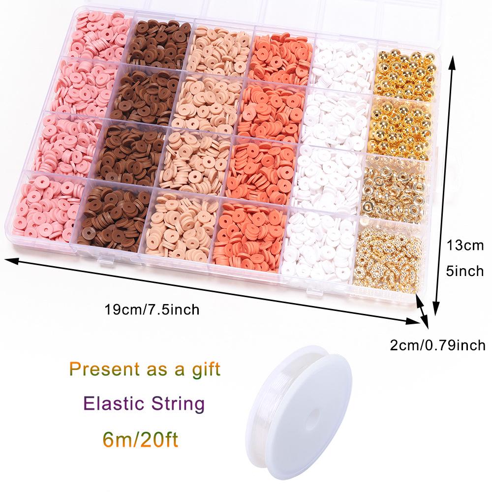 24-Grid Polymer Clay DIY Bracelet Kit with Gold Beads & Spacers