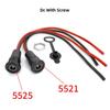 DC5521 5525 Panel Mount Female Power Input Port with Cable Pair, Tethered Cap and Retaining Nut for Device Repair Service Work