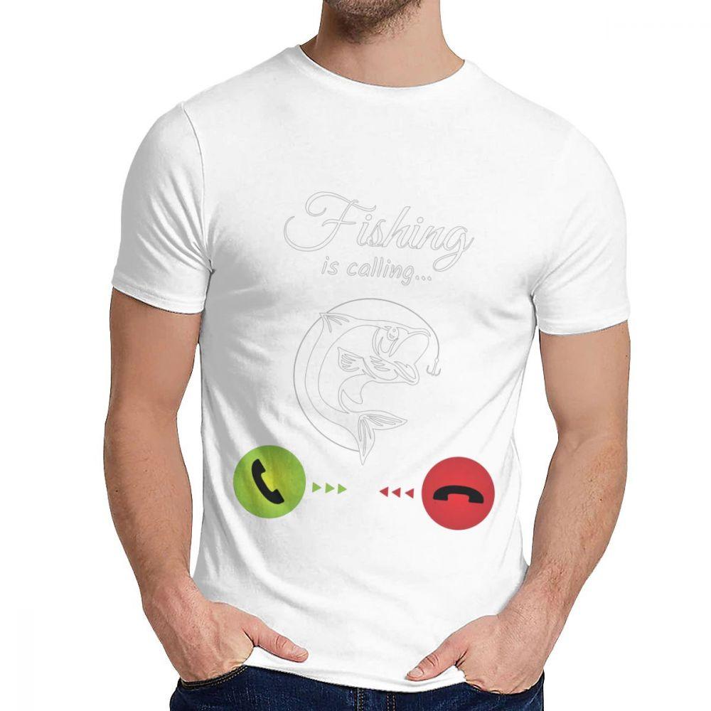 Cotton Fishing Is Calling T Shirt Unisex Design High Quality Fashion O Neck Homme Tee