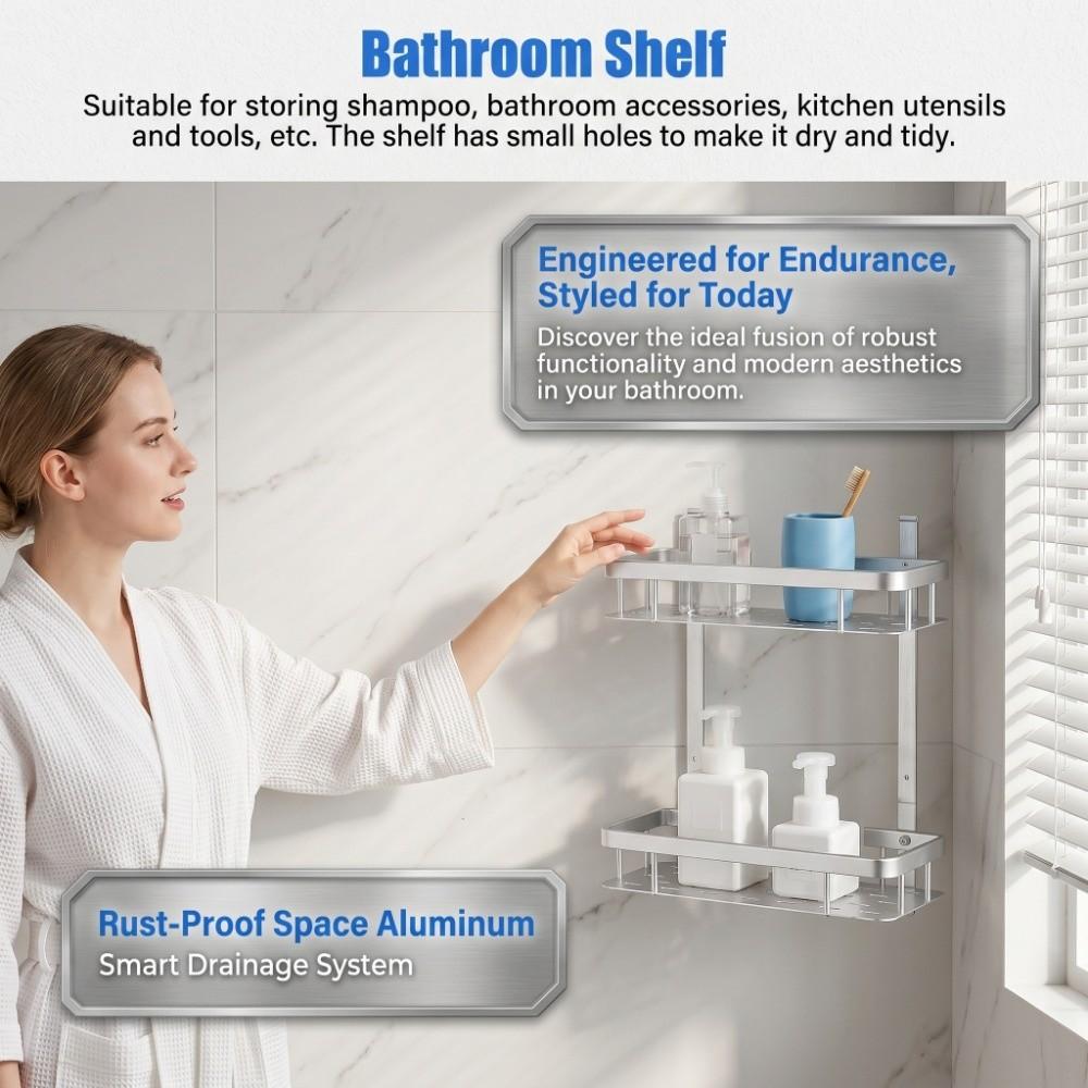 Rostfreies Duschregal Weltraum-Aluminium Aufbewahrungskorb Badezimmer Küche Schlafzimmer Dusche