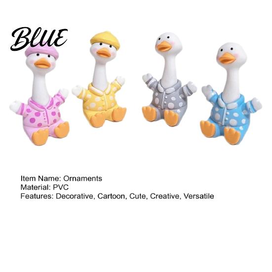 Desktop Decoration 4Pcs Mini Cartoon Duck Figurines, Cute Polka-dot Pajamas Statues, Multi-functional Car Accessory Macaron Animal Ornaments