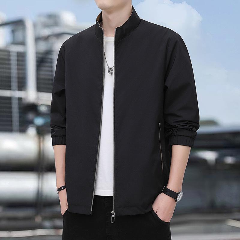 2024 Spring/Autumn Stand Collar Executive Jacket for Men - Business Casual Zhongshan Style for Dads
