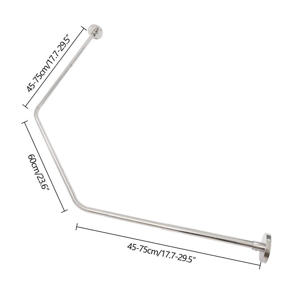 Duschvorhang Eckstange, Verstellbare Duschvorhang Winkelstange, 45-75 cm Bohren Edelstahl Badezimmer Duschstange