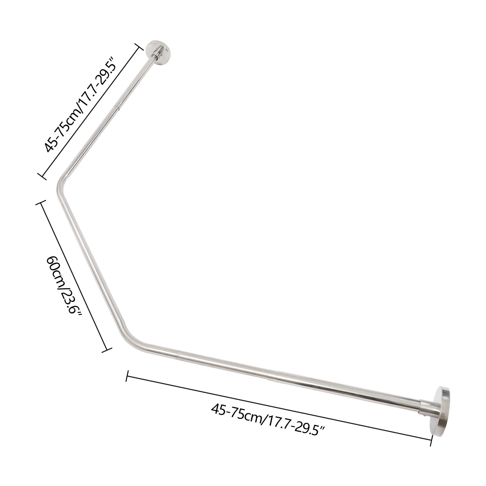 

Угловая штанга для душевой занавески, Регулируемая угловая штанга для душевой занавески, 45-75 см, Нержавеющая сталь, Душевая штанга для ванной серебряный