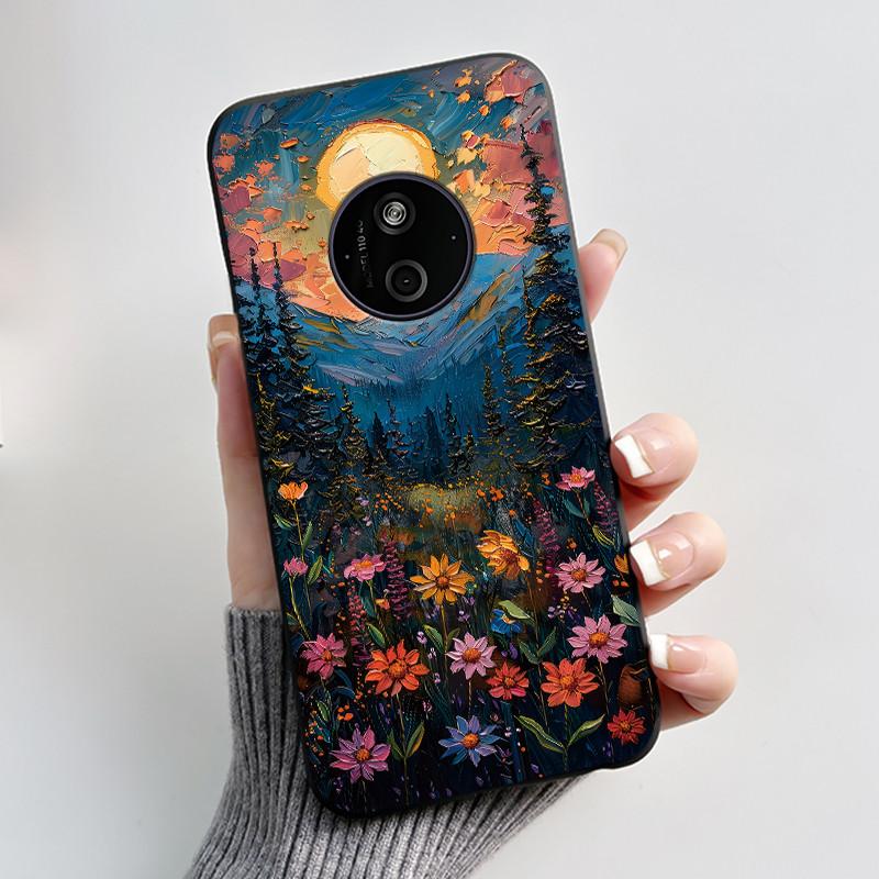 Phone Case For Nokia 125 HMD 110 4G 2024 Casing Luxury Cute Love Rabbit Funny Cartoon Black Matte Soft Silicone Shockproof Cover