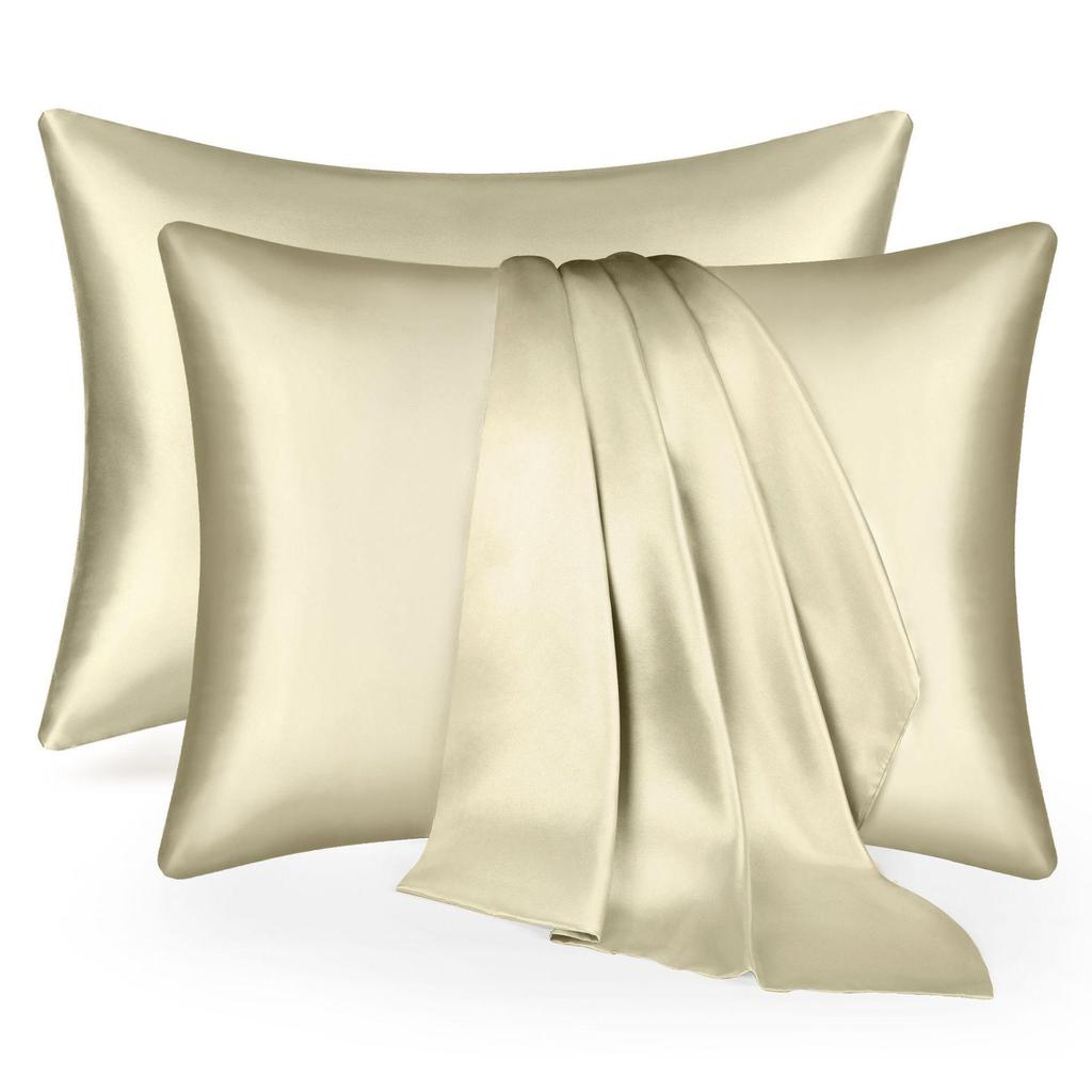 Solid Color Ice Silk Satin Zipper Pillowcase