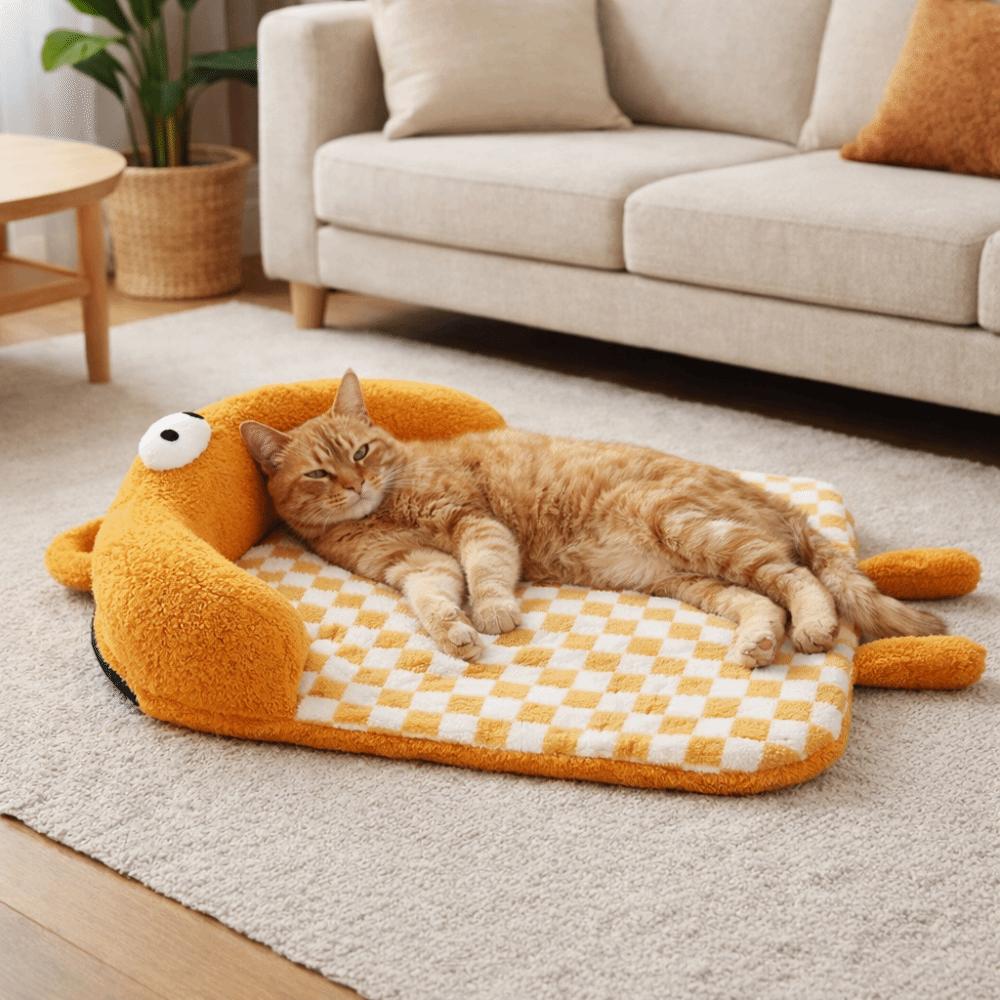 Comfortable Warm Cat Sleeping Mat Pillow Design Non Slip Dog Sofa Bed Removable Checkered Cat Dog Bed Autumn Winter