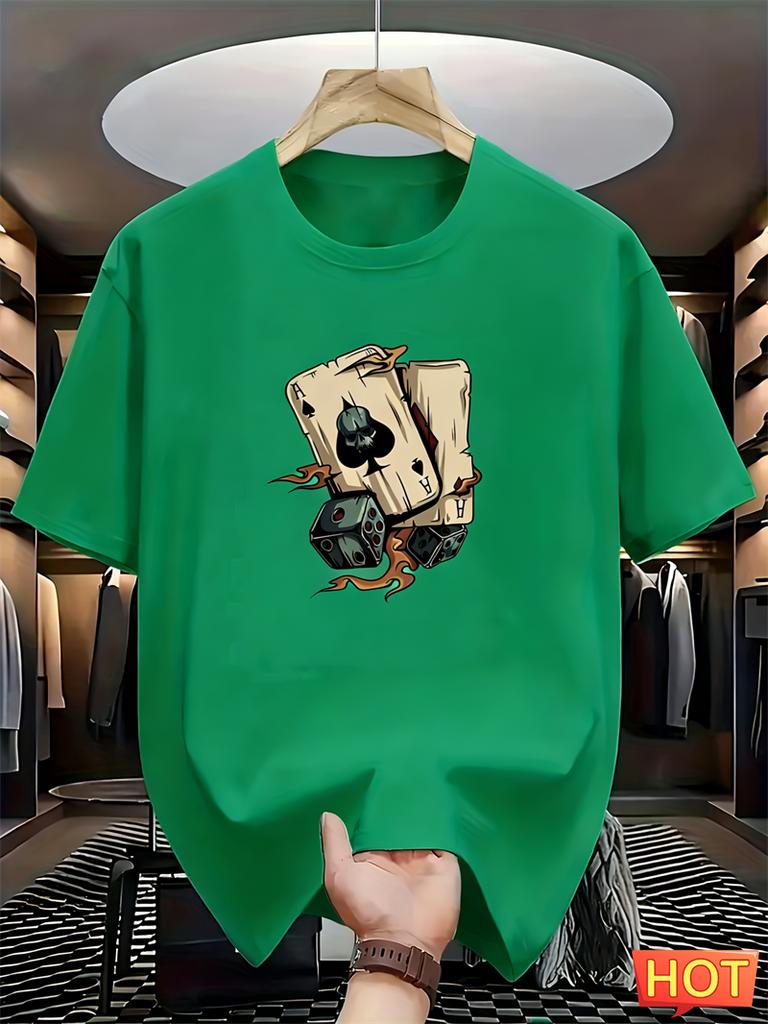 Simple Poker Dice Graphic T Shirts For Men Fashion Trendy Short Sleeve 3D Printed Tshirts Cool Oversized Streetwear Tees Tops