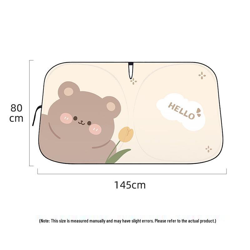 2026 Cute Cartoon Car Sunshade - Front Windshield Heat Insulation & Sun Protection