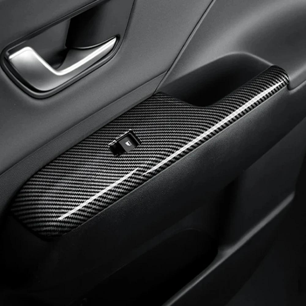For Hyundai Kona SX2 2026-2026 Car Tuning Carbon Fiber Style Door Armrest Pad Decal Window Lifting Button Cover Accessrioes