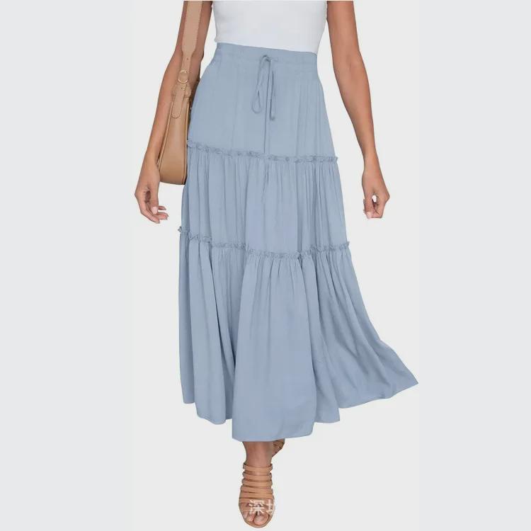 European and American Women's Bohemian High-Waist A-Line Pleated Skirt