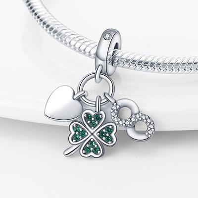 True Copper Four-Leaf Shamrock Infinite Charms Beads Endlessly Heart Pendants Charms Fit 3Mm Bracelet Diy Ladies' Choice Fashion Jewelry