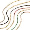 Luxury Exquisite Geometric Square Colored Zircon Stainless Steel Paperclip Chain Bracelets for Women Trend Jewelry Does Not Fade