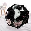1 PC Automatic Folding Umbrella - Black and White Cat with Moon Pattern, Portable & Foldable Design with 8 Ribs, Christmas Birthday Gifts