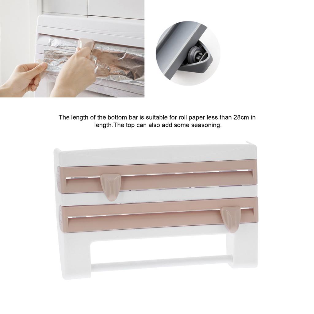 Plastic Wrap Storage Rack Cling Film Dispenser Cutter Paper Towel Holder Kitchen Supplies
