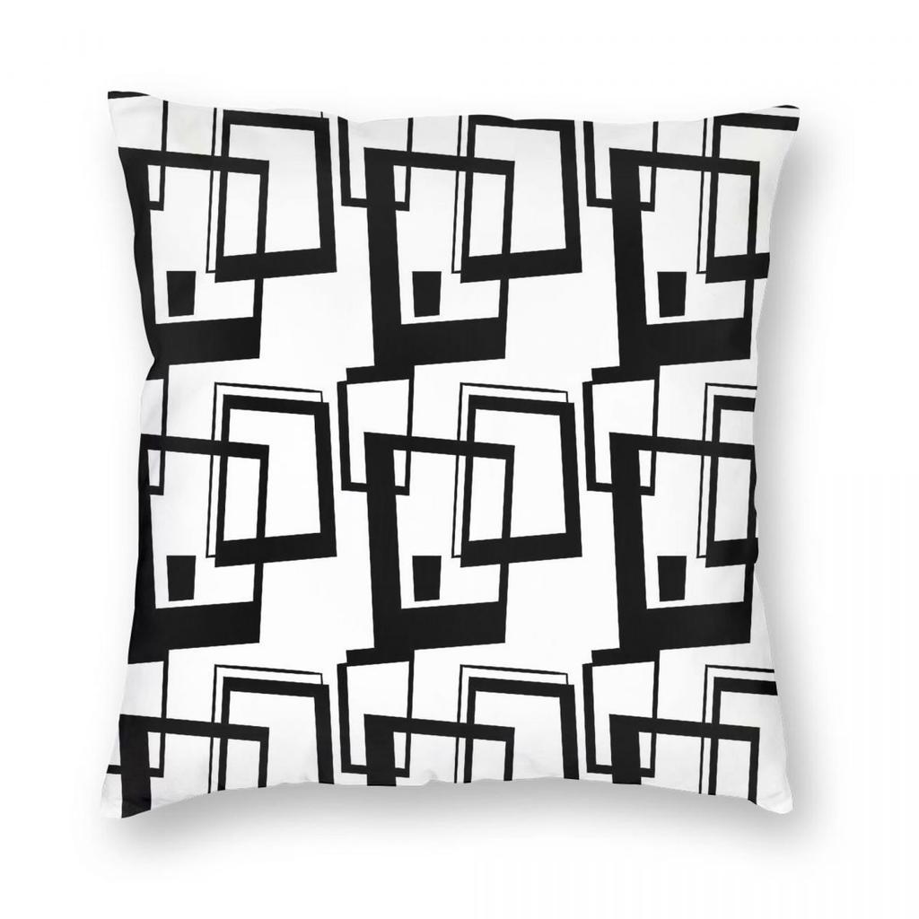 Black And White Rectangles Square Pillowcase Polyester Linen Velvet Creative Zip Decorative Throw Pillow Case Bed Cushion Cover