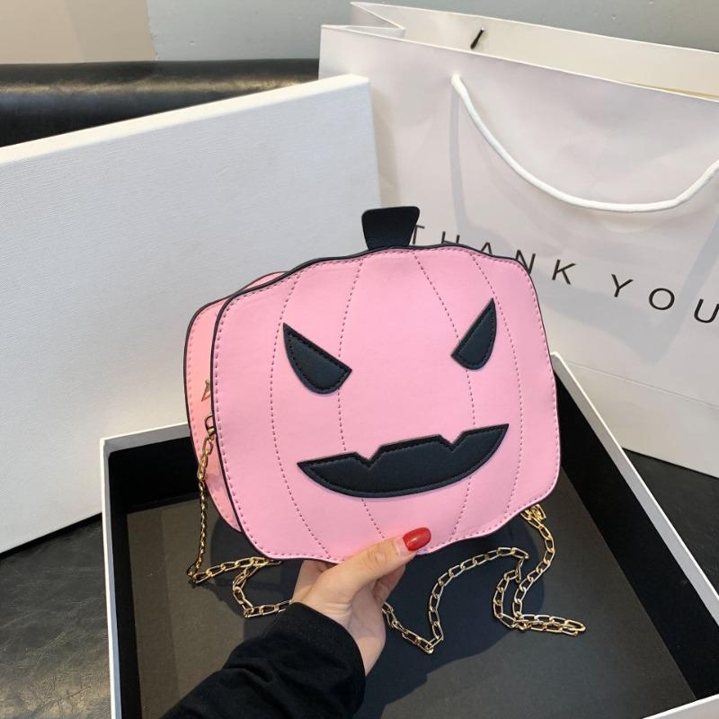 Halloween Funny Pumpkin Bag Fashion Contrast Color Cute Personality Creative Shoulder Crossbody Chain Bag