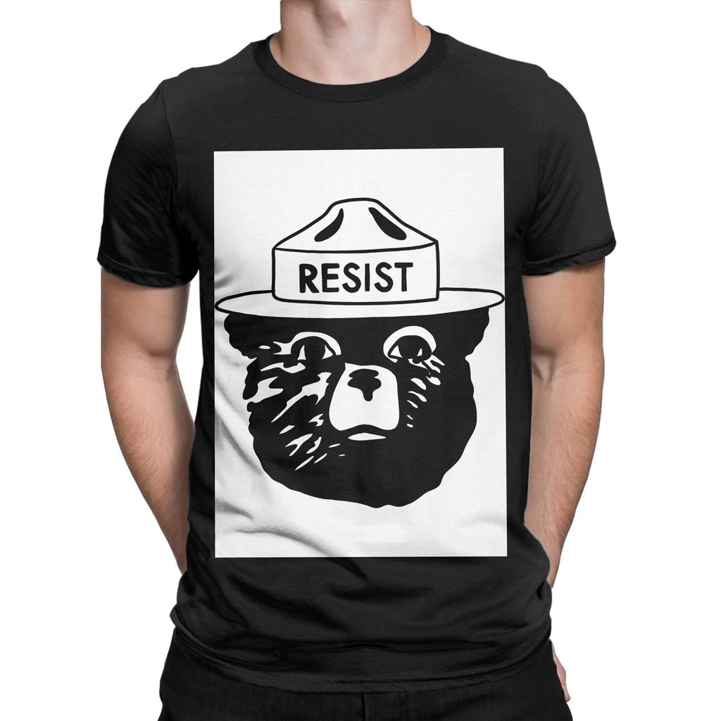Resist Graphic 100% Cotton T-Shirt Smokey bBear Tees Tops For Men