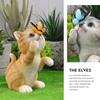 Solar Cat Butterfly Statue Cute Small Animal Decoration Outdoor Garden Ornament Decor