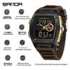 SANDA Trendy Student Men's Dual Display Electronic Watch with Snooze Alarm