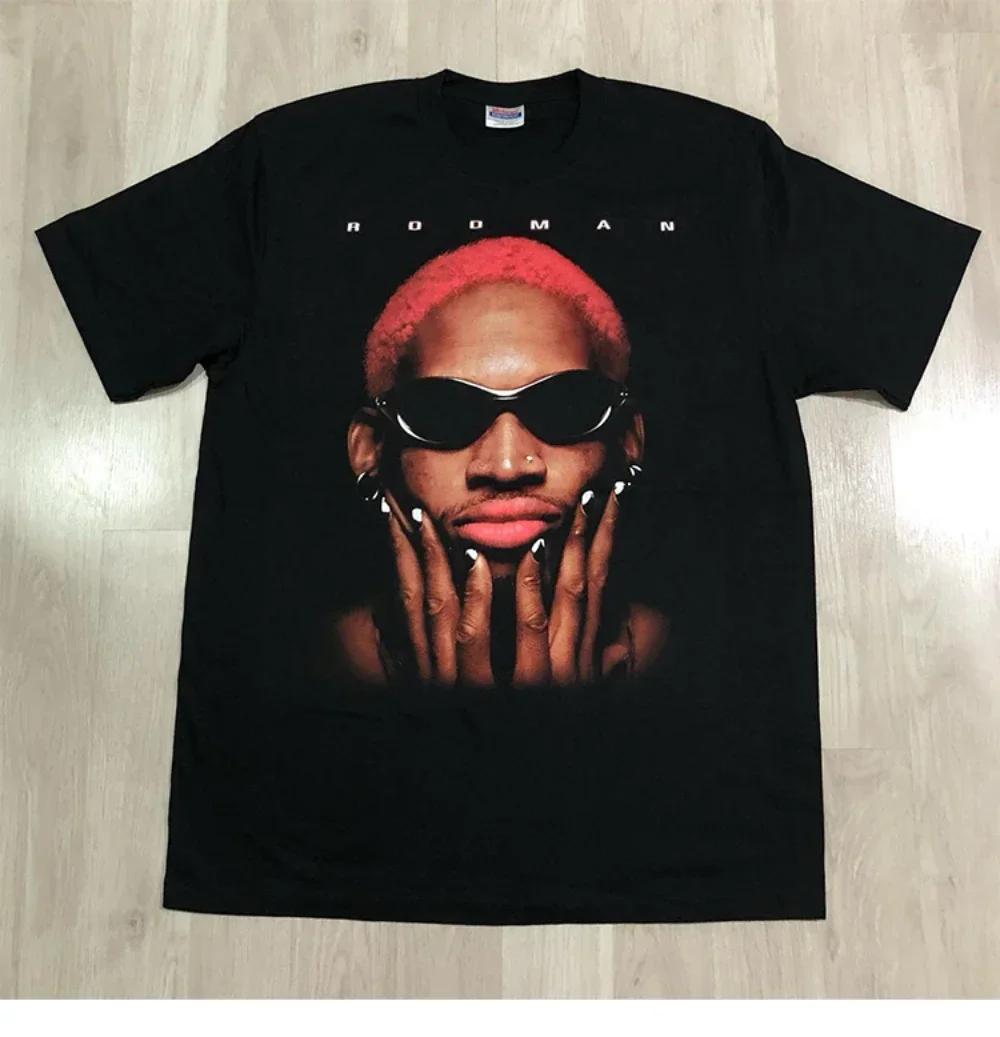 

Модна чоловіча жіноча футболка Родман Американська Вулична Велика Голова Круглий Виріз Короткий Рукав Бавовняна Футболка Вільний Вуличний Одяг Топи Одяг L