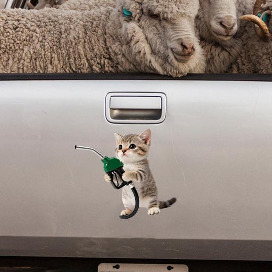 Cute Cat Car Sticker for Fuel Tank Funny Vinyl Decal for Vehicle Exterior Waterproof Scratch Cover Decoration