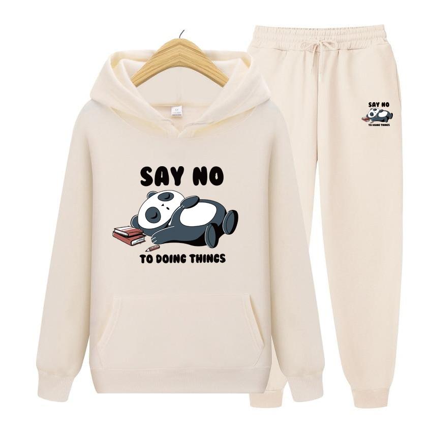 Hooded Sweatshirt Women's Hoodie Say No Men Suit Hoodie Two Pieces Set Autumn Men's Hoodie + Pants Sets