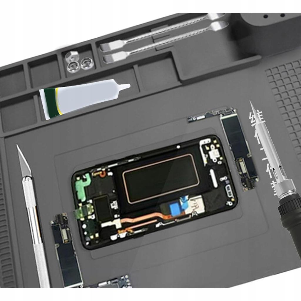 FixZone ProSilica ESD 40x30 - Antistatische Silikonmatte für Löten und Reparaturen | 500°C | 120 Zellen | Für Handys, Leiterplatten, Laptops