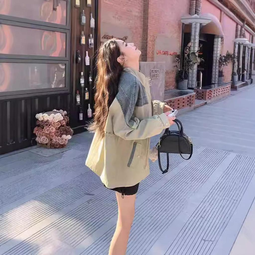 Płaszcz roboczy damski wiosenno-jesienny w stylu koreańskim casualowy niszowy wiatrówka