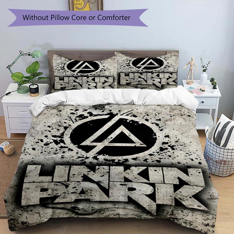 3-teiliges Linkin Park1 Design Bettwäsche-Set - HD-bedruckte Bettwäsche mit 1 Bettbezug und 2 Kissenbezügen - Perfekt für die Dekoration von Zuhause und Studentenwohnheim