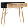 VidaXL Table console Noir 80x30x75 cm Bois massif pin /rotin naturel 345625