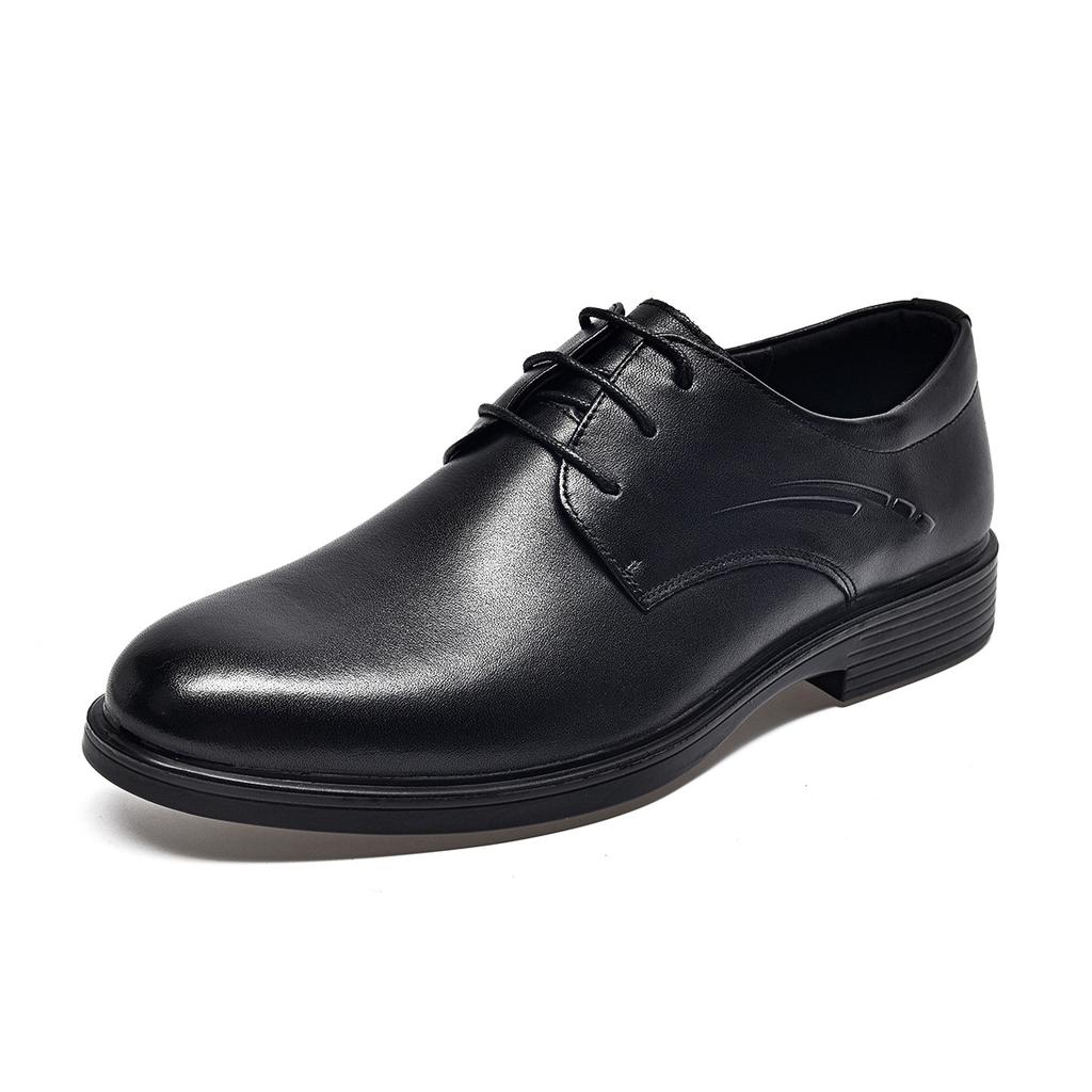 Men's Leather Shoes Round Head Lace-up Single Shoes Black First-layer Cowhide Business Dress Shoes Professional Flat Men's Shoes