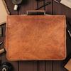 Handmade Leather Messenger Briefcase – Full Grain Laptop Bag with Brass Buckles, Dual Compartments, Cushioned Wall & Detachable Strap