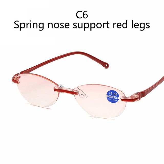 

Диоптрии + 1,0 + 1,5 + 2,0 + 2,5 + 3,5 + 4,0 Безрамные очки для чтения с анти-синим светом для женщин и мужчин, женские очки для пресбиопии, оправы 2