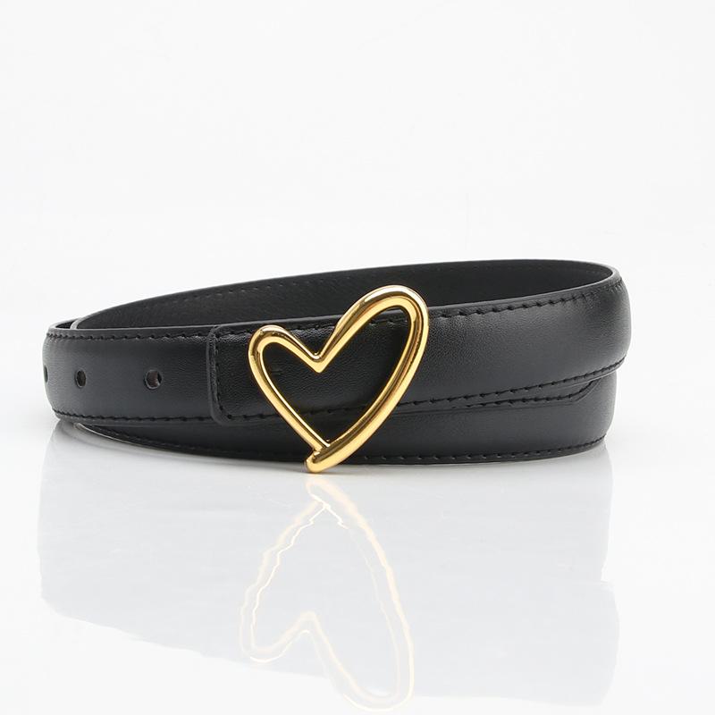 Women's Versatile Heart Buckle Fashion Belt for Jeans and Dresses with PU Leather Details