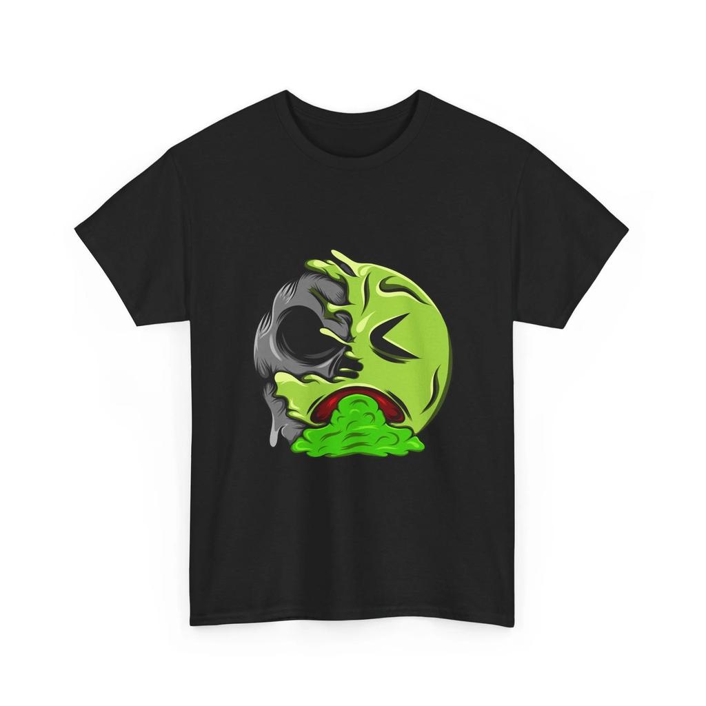 Vomiting Emoji T-Shirt | Funny/Cool Graphic, Neon Green Skull Design, Fun Gift