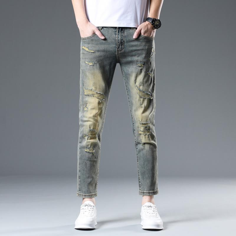 

New Summer Jeans Slim Nine-point Stretch Casual Long Pants for Men 38
