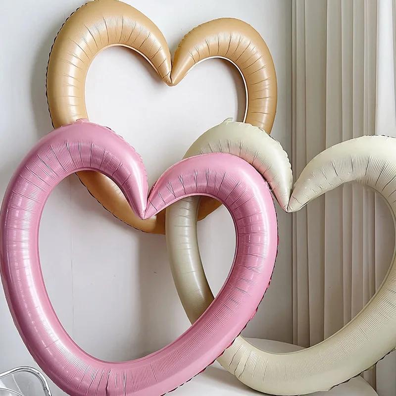 Happy Birthday Heart Photo Frame Balloon with Bowknot Stickers Girlsfriend Birthday Party Photo Props Wedding Ballon Decoration