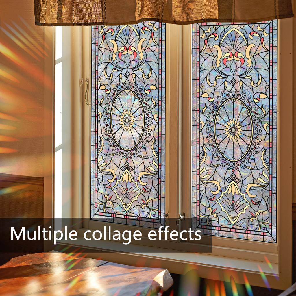 Xc2018-Kq Autocollant de fenêtre Rétro Classique Européen Impression Double Face Électrostatique Visuel Autocollant de Fenêtre en Verre PVC