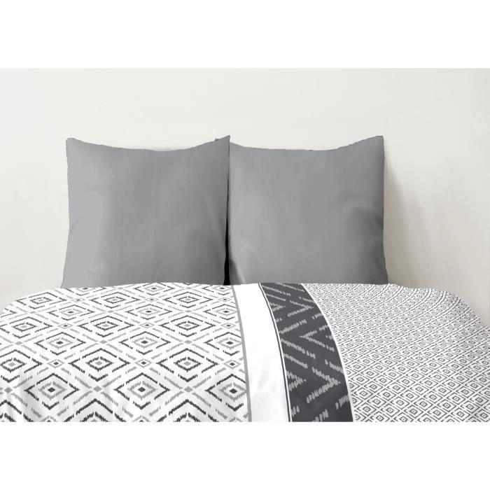 Lot de 2 taies d'oreiller - HOME LINGE PASSION - 50 x 70 cm - Gris clair