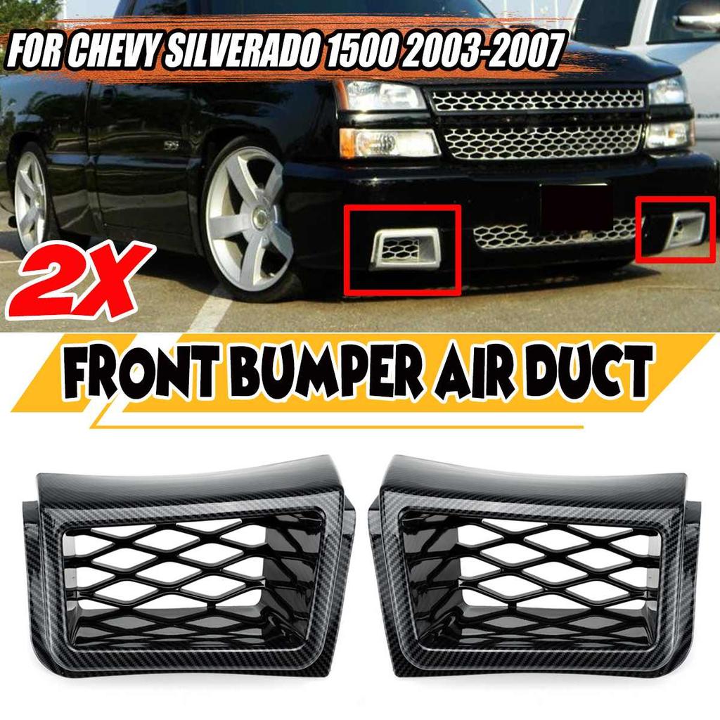 A Pair Carbon Fiber Look Car Brake Air Duct Front Bumper Caliper Grill Air Outlet For Chevrolet For Silverado 1500 2003-2007 SS