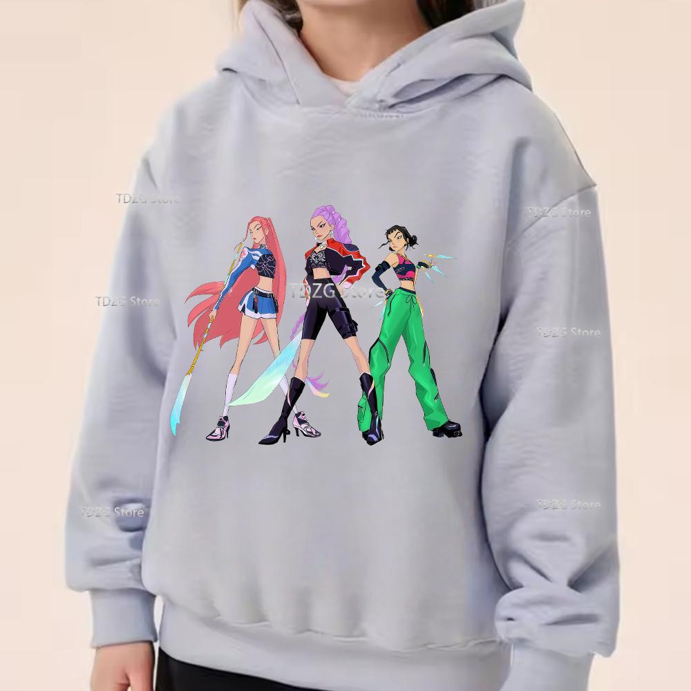 Hoodies & Sweatshirts (kids unisex) Fashion Minimalist Girl Group KPop Demon Hunter Print Boy Girl Fleece Pullover Hoodie Children Clothing