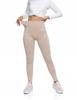 MORAJ Women's High Waist Ribbed Leggings, Fashionable, Sporty, L/XL, Beige