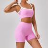 European & American Quick-Dry Yoga Set: Women's Nude Feeling Tight Fitness Camisole with Beautiful Back Design & Hip-Lifting Outdoor Sports Underwear.