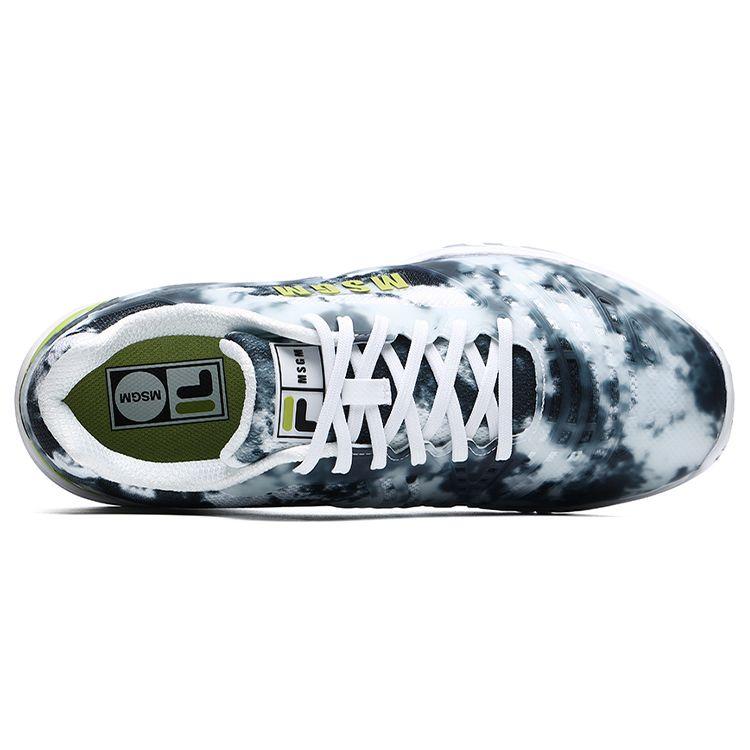 MSGM x FILA Heritage-FHT Tie-Dye Fabric Low-Top Training Running Shoes Men sneaker White Black A12M122302FWB