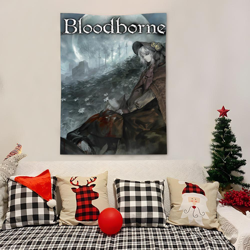 Game BBloodborne Tapestry Decoration Art Microfiber Background For Bedroom Living Bar Garden Outdoor Festival