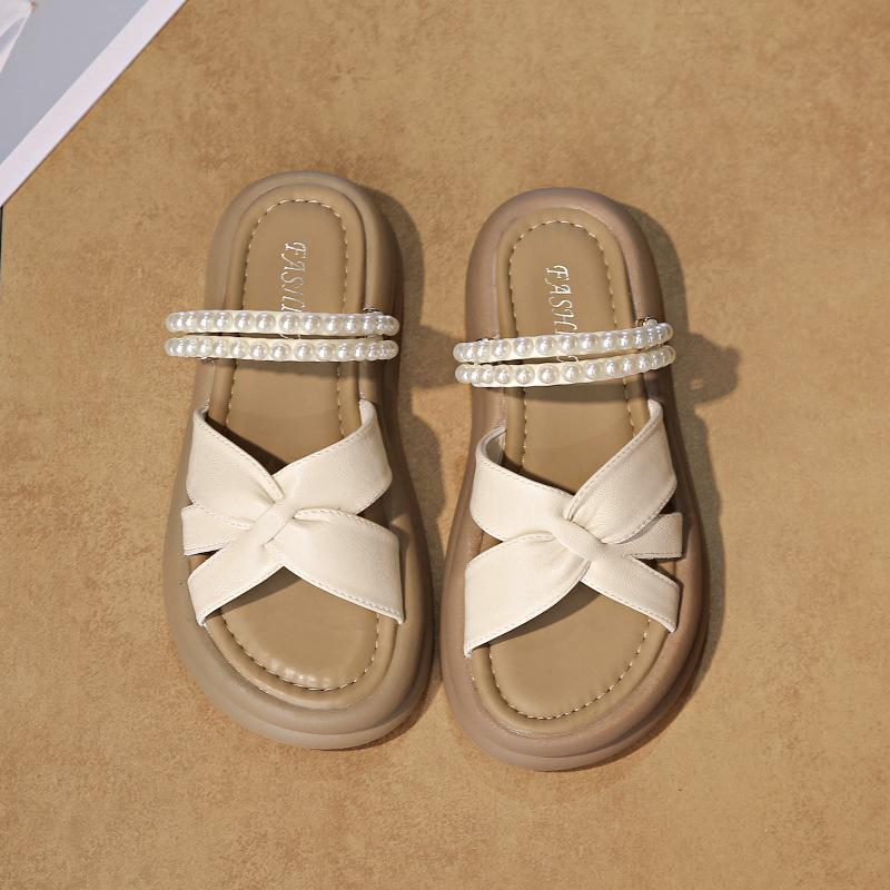 Fairy Wind Sandals Women's Summer Thick-soled Heightening Muffin Shoes Women's 2025 New Rhinestone Roman Cool Slippers Outer Wear