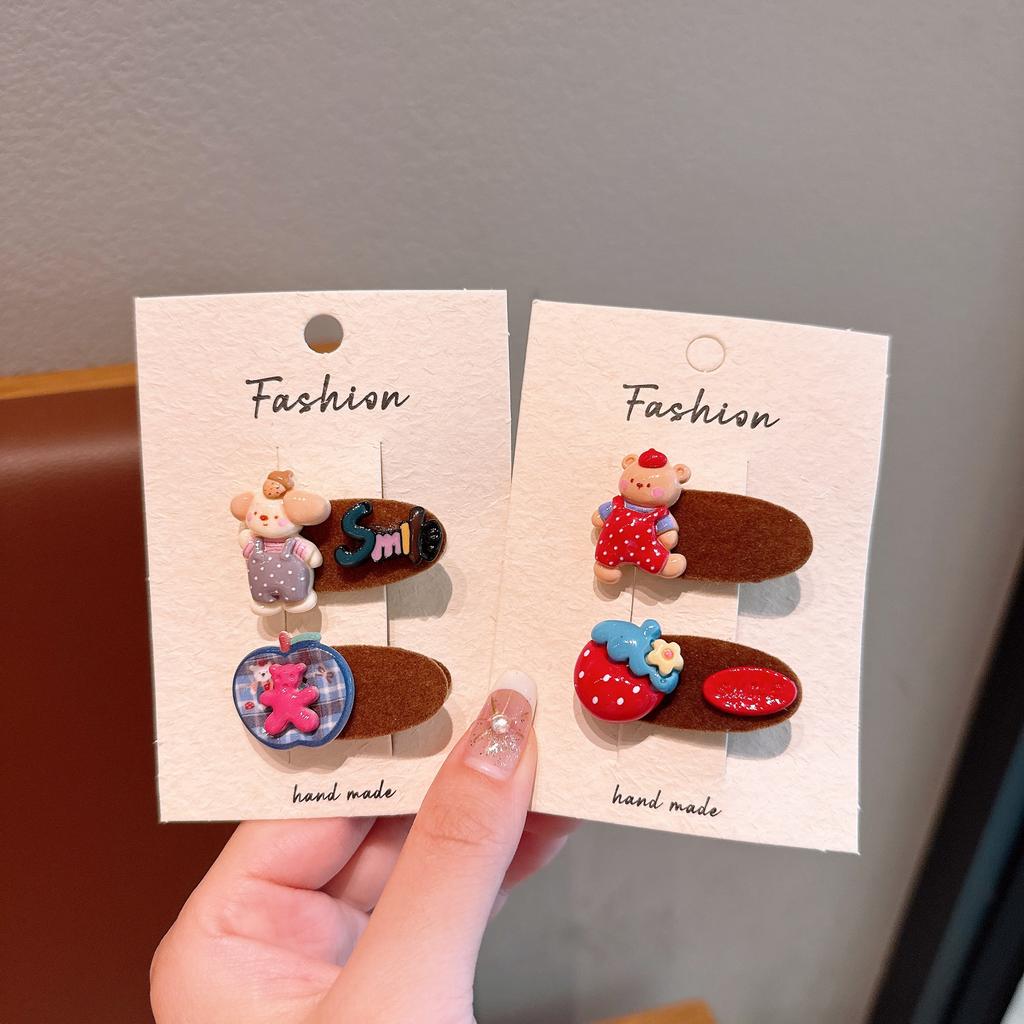 Red Children'S Cartoon Hairpin Versatile Cute Sweet Letter Bangs Clip Side Clip Hair Accessories